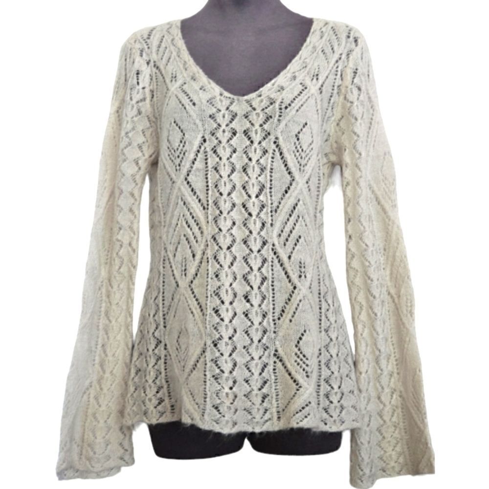 EC CABI OPEN WEAVE MOHAIR BLEND BOHO SWEATER SZ.M